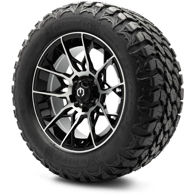 MODZ 14" Chaos Machined Black Wheels & Off-Road Tires Combo