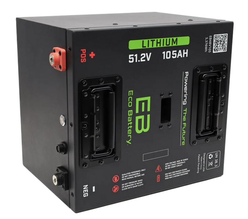 Eco Battery 51V 105Ah "Thru Hole" Lithium Bundle Kit with Charger & Optional 12V Converter