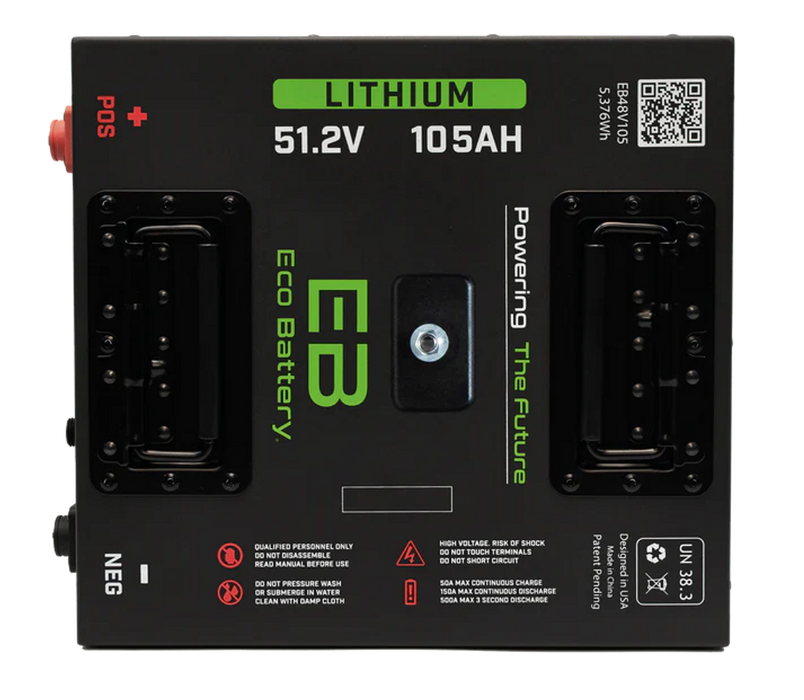 Eco Battery 51V 105Ah "Thru Hole" Lithium Bundle Kit with Charger & Optional 12V Converter