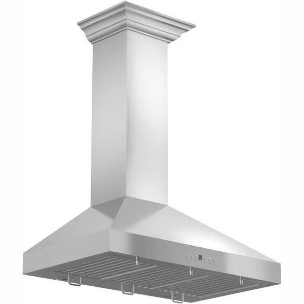 ZLINE 30 in. Convertible Vent Wall Mount Range Hood in Stainless Steel with Crown Molding (KL3CRN-30)