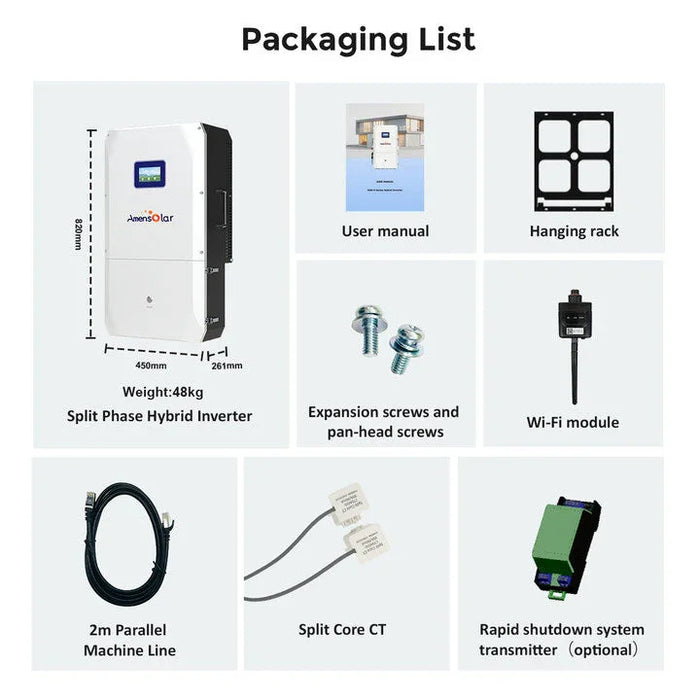 AmenSolar 10KW Split Phase Hybrid Solar Inverter (N3H-X10US)