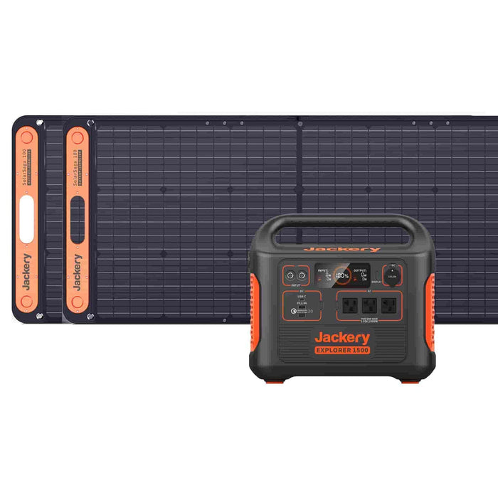 Jackery 1500 2SS100 + 2X Solarsaga 100W Solar Panel Solar Generator Kit