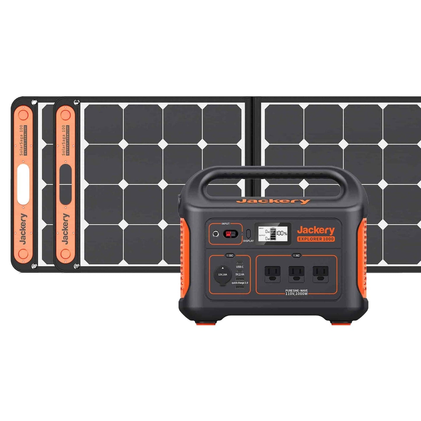 Jackery 1000 2SS100 + 2X Solarsaga 100W Solar Panel Solar Generator Kit