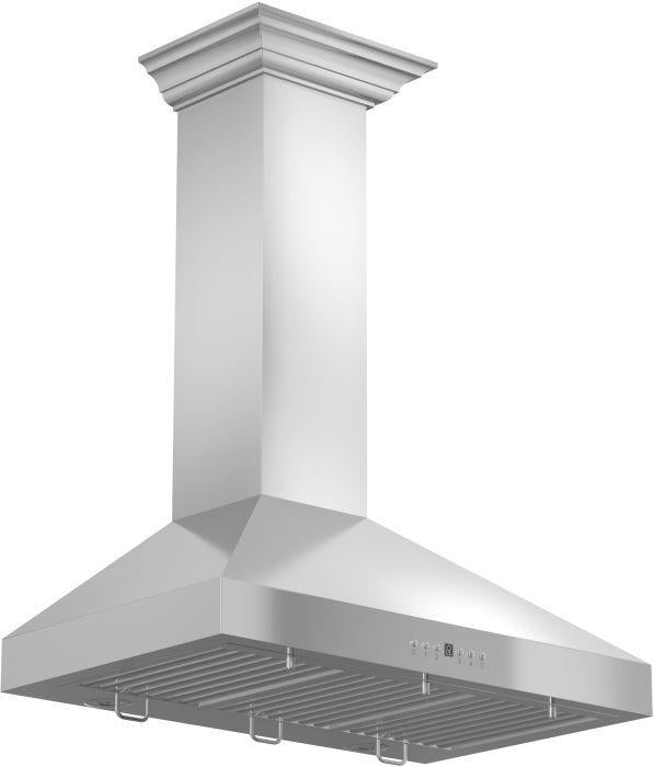 ZLINE 48 in. Convertible Vent Wall Mount Range Hood in Stainless Steel with Crown Molding (KL3CRN-48)