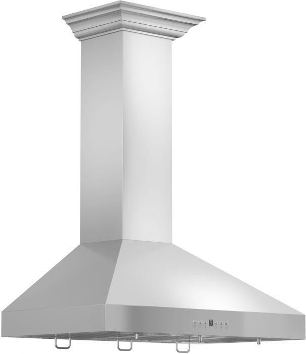 ZLINE 48 in. Convertible Vent Wall Mount Range Hood in Stainless Steel with Crown Molding (KL3CRN-48)