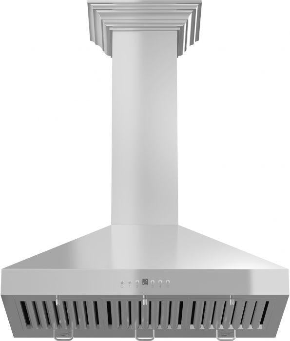 ZLINE 48 in. Convertible Vent Wall Mount Range Hood in Stainless Steel with Crown Molding (KL3CRN-48)