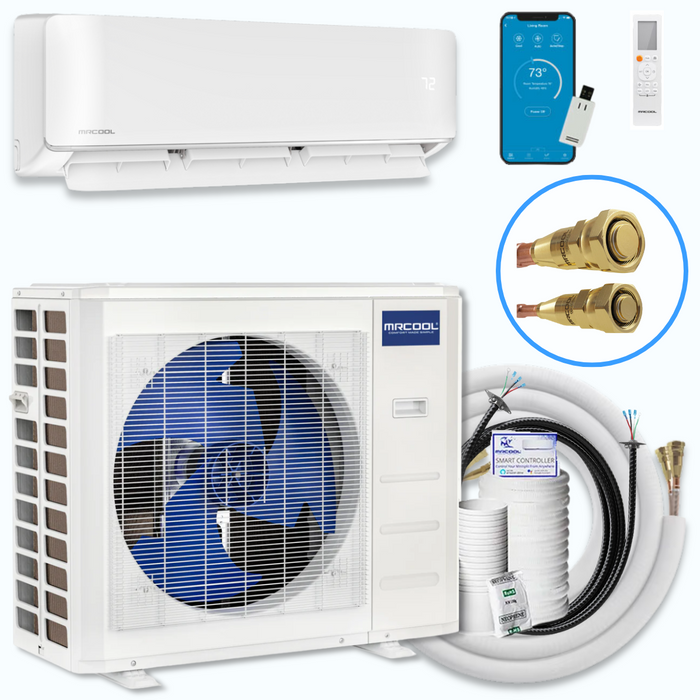 MRCOOL DIY® 5th Gen E Star 18,000 BTU Single Zone Mini Split Complete System 230V with 25 ft. DIY Quick Connect Line Set and DIYPRO Cable (DIY-18-HP-WM-230D25-O)