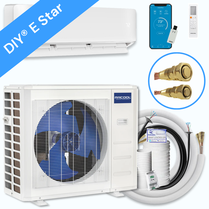 MRCOOL DIY® 5th Gen E Star 18,000 BTU Single Zone Mini Split Complete System 230V with 25 ft. DIY Quick Connect Line Set and DIYPRO Cable (DIY-18-HP-WM-230D25-O)