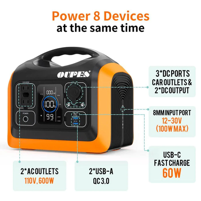 OUPES 600 Portable Power Station | Free AC Charger Included | 600W / 595Wh