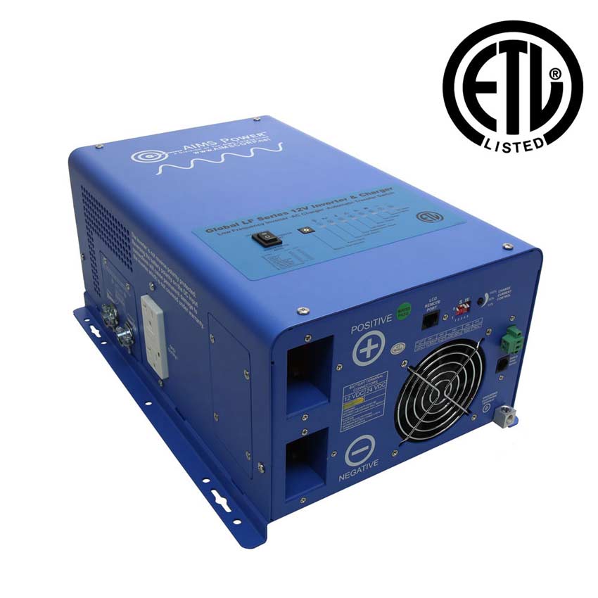 AIMS Power Pure Sine Inverter Charger 12v - 50A Bypass 120Vac or 240Vac - 3000 Watt