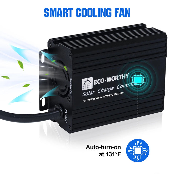 Eco-Worthy 12A Boost MPPT Solar Charge Controller Solar Panel Regulator for 48V/60V/72V