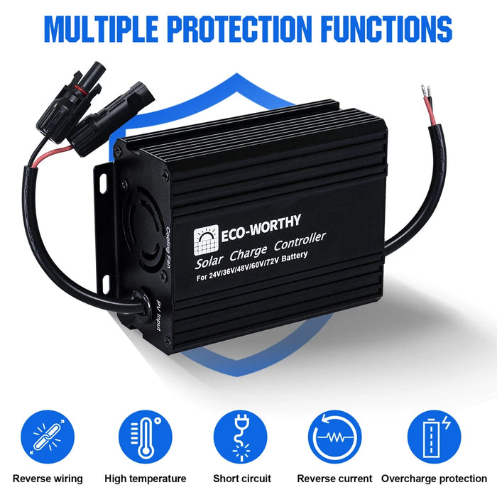 Eco-Worthy 12A Boost MPPT Solar Charge Controller Solar Panel Regulator for 48V/60V/72V