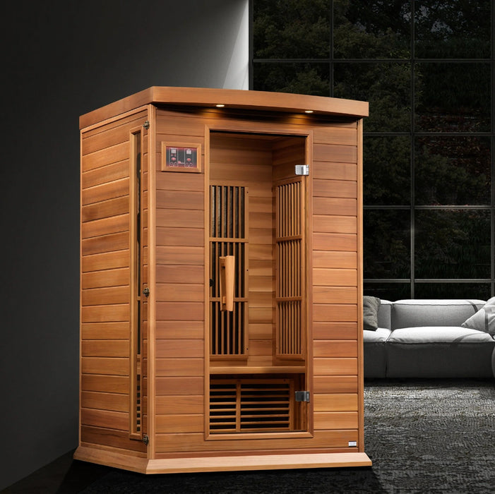 Maxxus Sauna 2-Person Near Zero EMF FAR Infrared Indoor Sauna - Canadian Red Cedar (MX-K206-01-ZF CED)