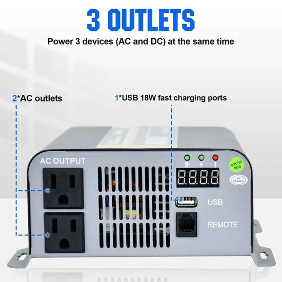 Eco-Worthy 600W Off Grid Pure Sine Wave Inverter 12V to 110V