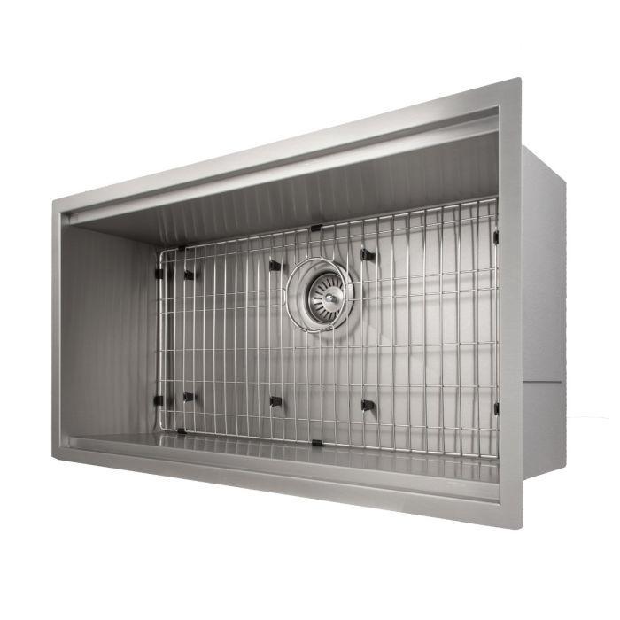 ZLINE 33 in. Garmisch Undermount Single Bowl Stainless Steel Kitchen Sink with Bottom Grid and Accessories (SLS-33)