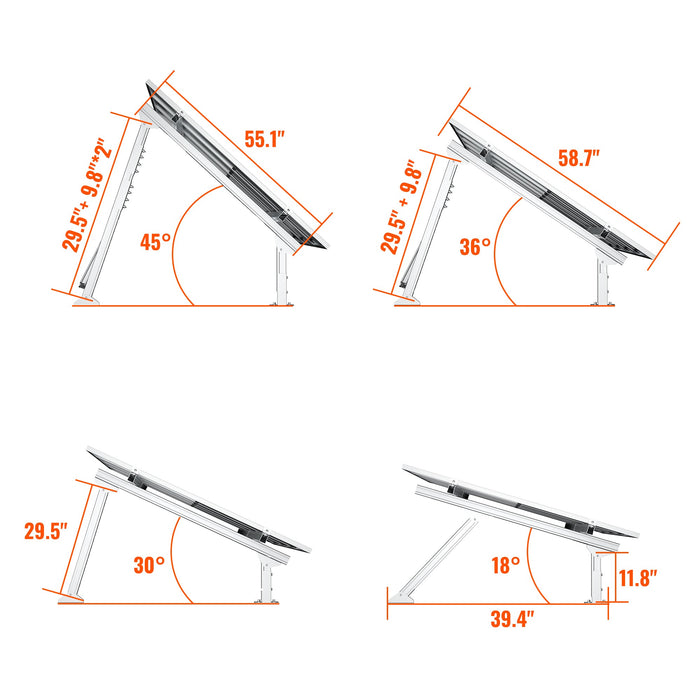 Rich Solar Ground Mount | Fit MEGA 200/MEGA 220/MEGA 250 | Adjustable, Easy-to-Install Brackets for 1-4 Panels (RS-GM02)