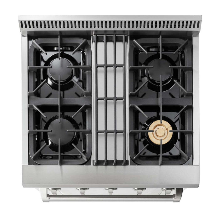 Thor Kitchen 30 in. Natural Gas Burner/Electric Oven Range in Stainless Steel, HRD3088U