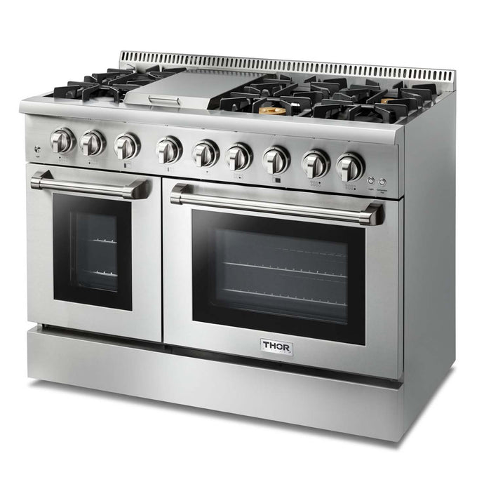 Thor Kitchen 48 Inch Professional Dual Fuel Range in Stainless Steel FRB, HRD4803U / HRD4803ULP