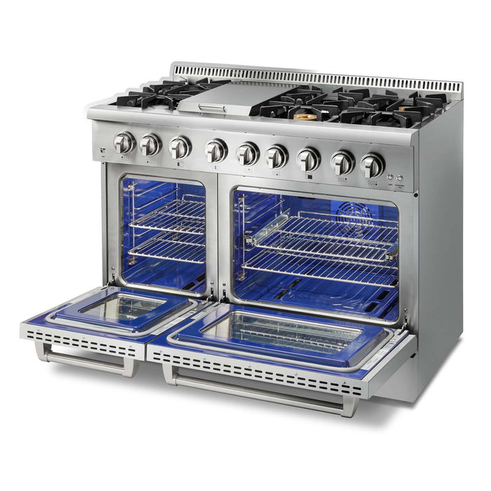 Thor Kitchen 48 Inch Professional Dual Fuel Range in Stainless Steel FRB, HRD4803U / HRD4803ULP