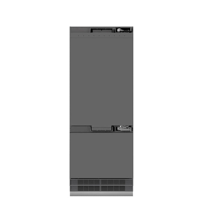 ZLINE Autograph Edition 30" 16.1 cu. ft. Panel Ready Built-In Bottom Freezer Refrigerator with Water Dispenser and Ice Maker with Graphite Gray Interior and Accent Options