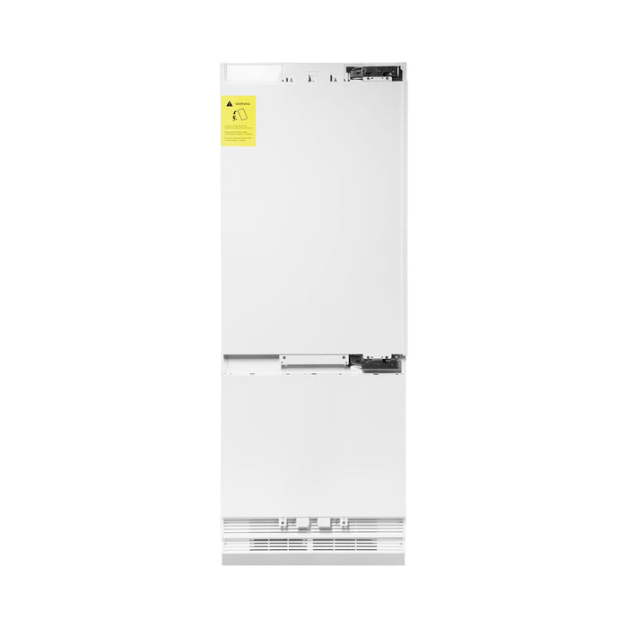 ZLINE Autograph Edition 30" 16.1 cu. ft. Panel Ready Built-in Bottom Freezer Refrigerator with Water Dispenser and Ice Maker with Bright White Interior and Accent Options