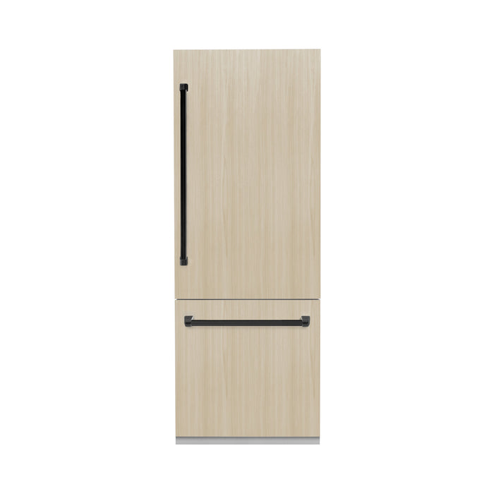ZLINE Autograph Edition 30" 16.1 cu. ft. Panel Ready Built-in Bottom Freezer Refrigerator with Water Dispenser and Ice Maker with Bright White Interior and Accent Options