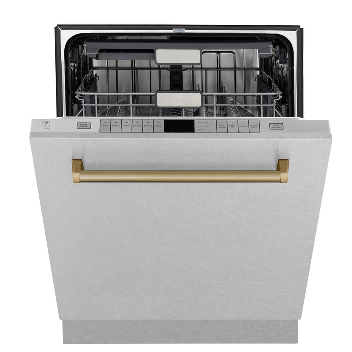 ZLINE Autograph Edition 24" Monument Series Dishwasher - 3rd Rack, Top Touch Control, Tall Tub in DuraSnow Stainless Steel with Accent Options