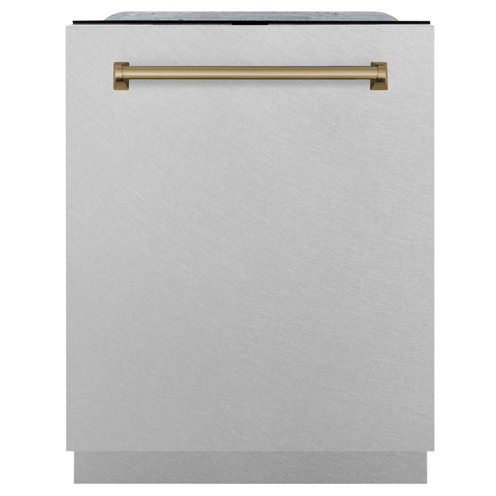 ZLINE Autograph Edition 24" Monument Series Dishwasher - 3rd Rack, Top Touch Control, Tall Tub in DuraSnow Stainless Steel with Accent Options