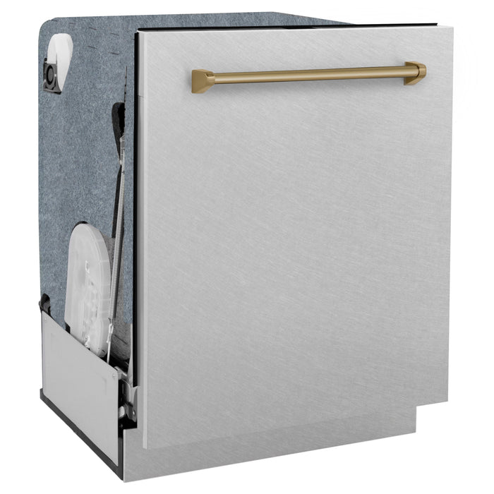 ZLINE Autograph Edition 24" Monument Series Dishwasher - 3rd Rack, Top Touch Control, Tall Tub in DuraSnow Stainless Steel with Accent Options