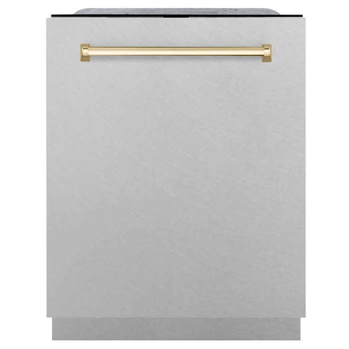 ZLINE Autograph Edition 24" Monument Series Dishwasher - 3rd Rack, Top Touch Control, Tall Tub in DuraSnow Stainless Steel with Accent Options