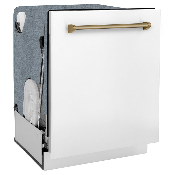 ZLINE Autograph Edition 24" Monument Series Dishwasher - 3rd Rack, Top Touch Control, Tall Tub in White Matte with Accent Options