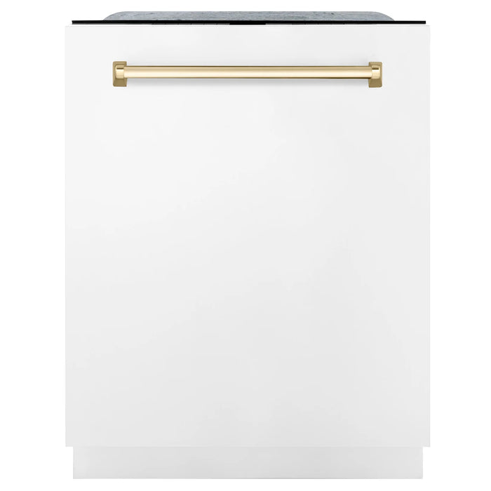ZLINE Autograph Edition 24" Monument Series Dishwasher - 3rd Rack, Top Touch Control, Tall Tub in White Matte with Accent Options