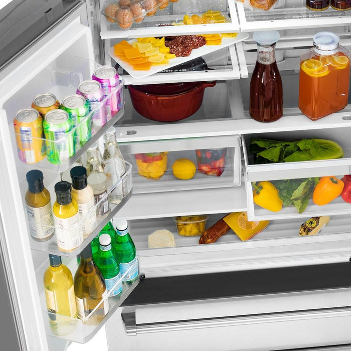 ZLINE Autograph Edition 36" 22.5 cu. ft. Counter-Depth French Door Refrigerator with Ice Maker in Stainless Steel with Modern / Traditional Handles Options