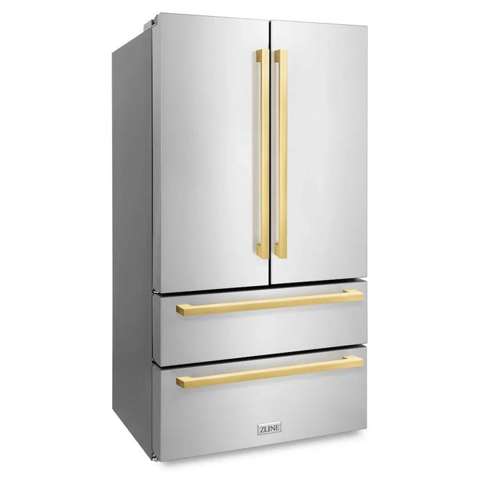 ZLINE Autograph Edition 36" 22.5 cu. ft. Counter-Depth French Door Refrigerator with Ice Maker in Stainless Steel with Modern / Traditional Handles Options