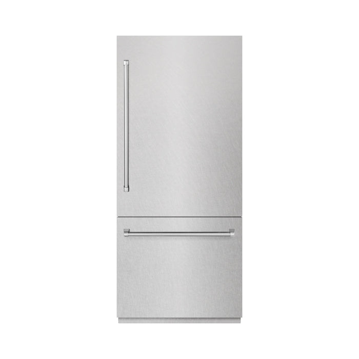 ZLINE Autograph Edition 36" 19.8 cu. ft. Built-In Bottom Freezer Refrigerator with Water Dispenser and Ice Maker with Graphite Gray Interior - Stainless Steel, White Matte, DuraSnow, and Accent Options
