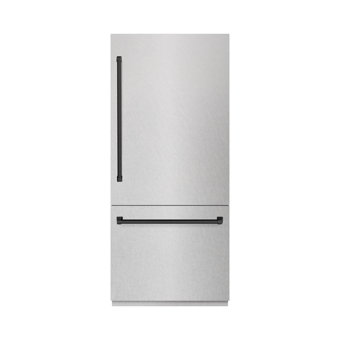 ZLINE Autograph Edition 36" 19.8 cu. ft. Built-In Bottom Freezer Refrigerator with Water Dispenser and Ice Maker with Graphite Gray Interior - Stainless Steel, White Matte, DuraSnow, and Accent Options