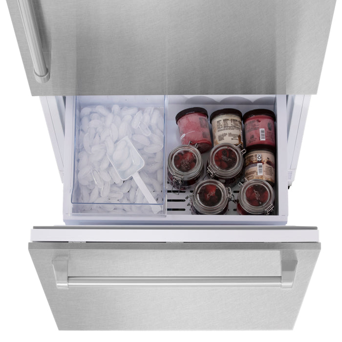 ZLINE Autograph Edition 30" 16.1 cu. ft. Built-In Bottom Freezer Refrigerator with Water Dispenser and Ice Maker - Stainless Steel, DuraSnow, Black, White and Accent Options
