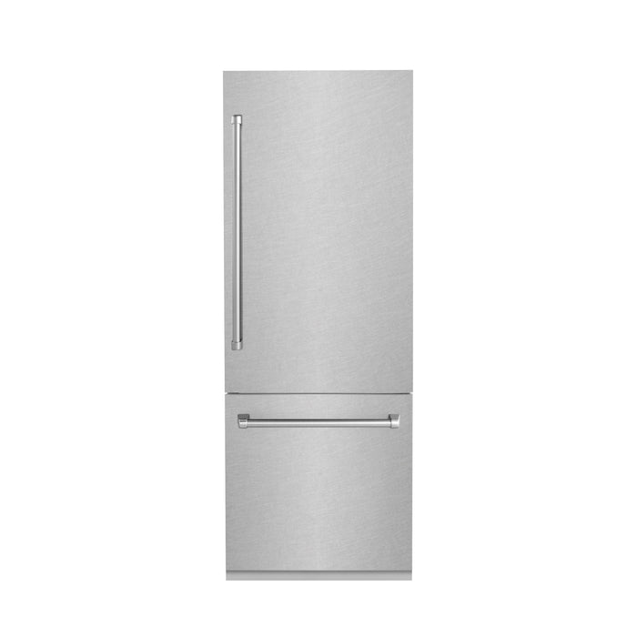 ZLINE Autograph Edition 30" 16.1 cu. ft. Built-In Bottom Freezer Refrigerator with Water Dispenser and Ice Maker - Stainless Steel, DuraSnow, Black, White and Accent Options