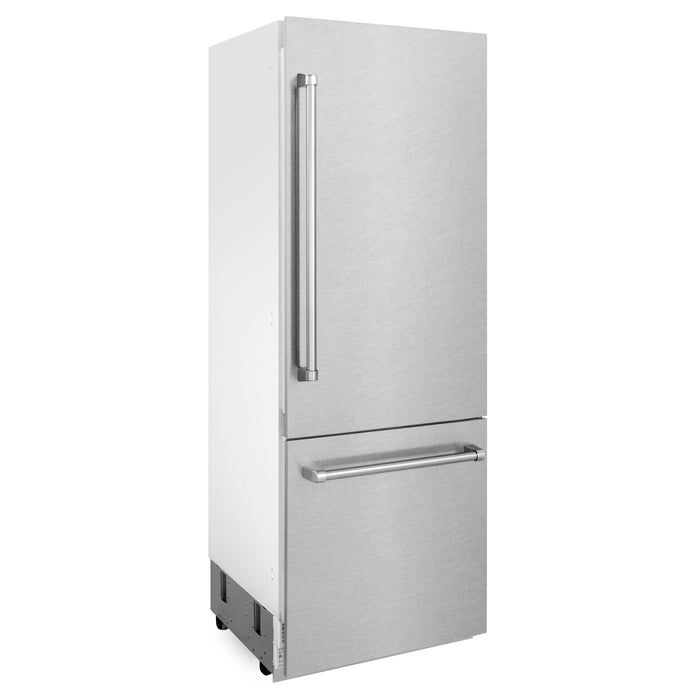 ZLINE Autograph Edition 30" 16.1 cu. ft. Built-In Bottom Freezer Refrigerator with Water Dispenser and Ice Maker - Stainless Steel, DuraSnow, Black, White and Accent Options