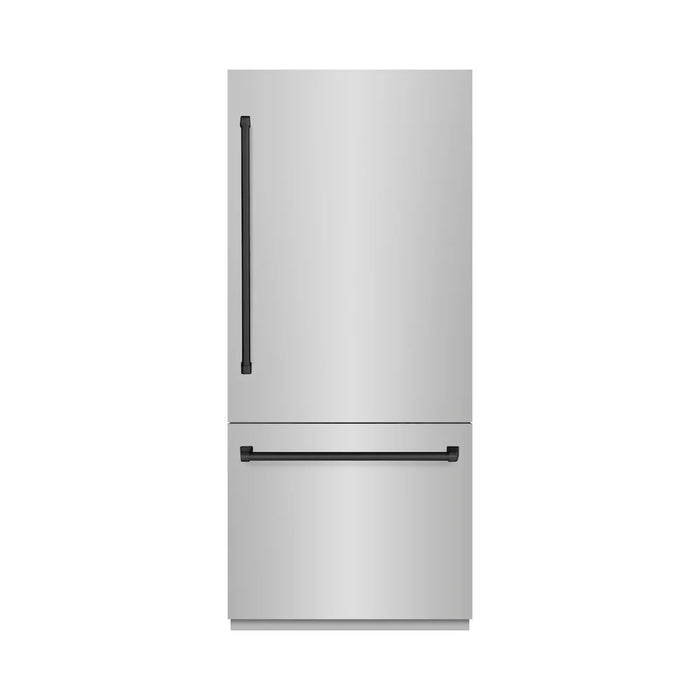 ZLINE Autograph Edition 36" 19.8 cu. ft. Built-In Bottom Freezer Refrigerator with Water Dispenser and Ice Maker with Graphite Gray Interior - Stainless Steel, White Matte, DuraSnow, and Accent Options