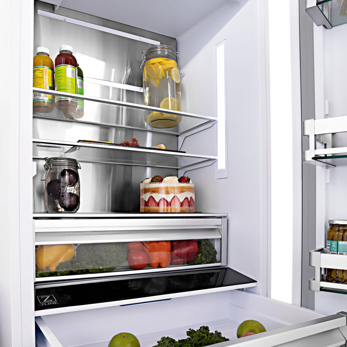 ZLINE Autograph Edition 30" 16.1 cu. ft. Panel Ready Built-in Bottom Freezer Refrigerator with Water Dispenser and Ice Maker with Bright White Interior and Accent Options