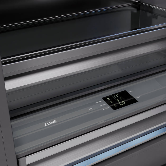 ZLINE Autograph Edition 36" 19.8 cu. ft. Built-In Bottom Freezer Refrigerator with Water Dispenser and Ice Maker with Graphite Gray Interior - Stainless Steel, White Matte, DuraSnow, and Accent Options