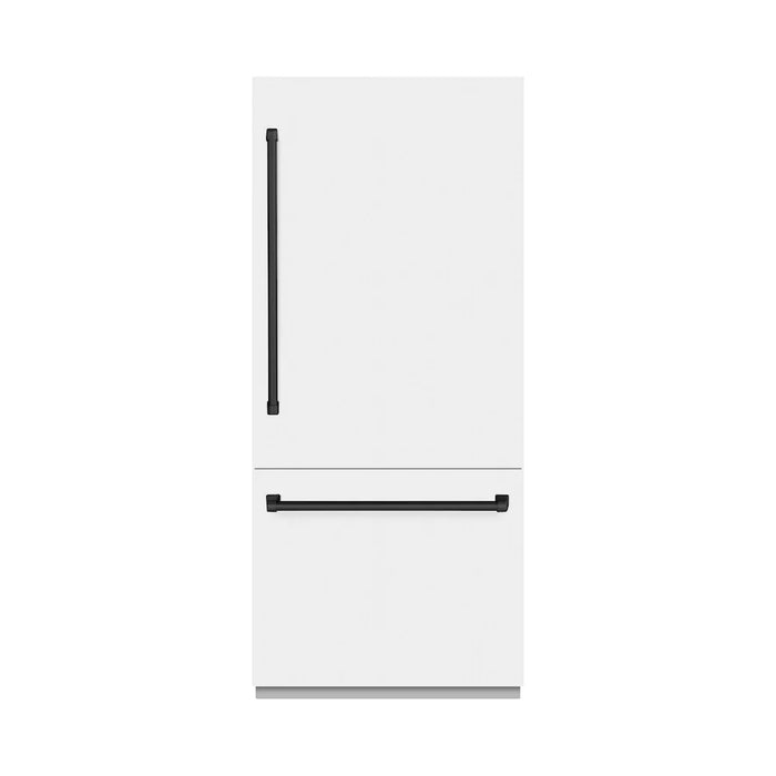 ZLINE Autograph Edition 36" 19.8 cu. ft. Built-In Bottom Freezer Refrigerator with Water Dispenser and Ice Maker with Graphite Gray Interior - Stainless Steel, White Matte, DuraSnow, and Accent Options