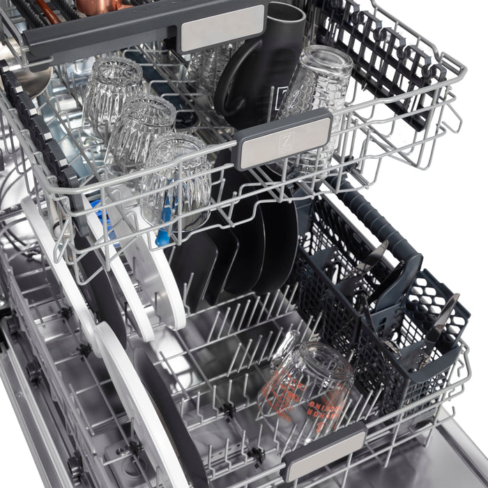 ZLINE Autograph Edition 24" Monument Series Dishwasher - 3rd Rack, Top Touch Control, Tall Tub in White Matte with Accent Options