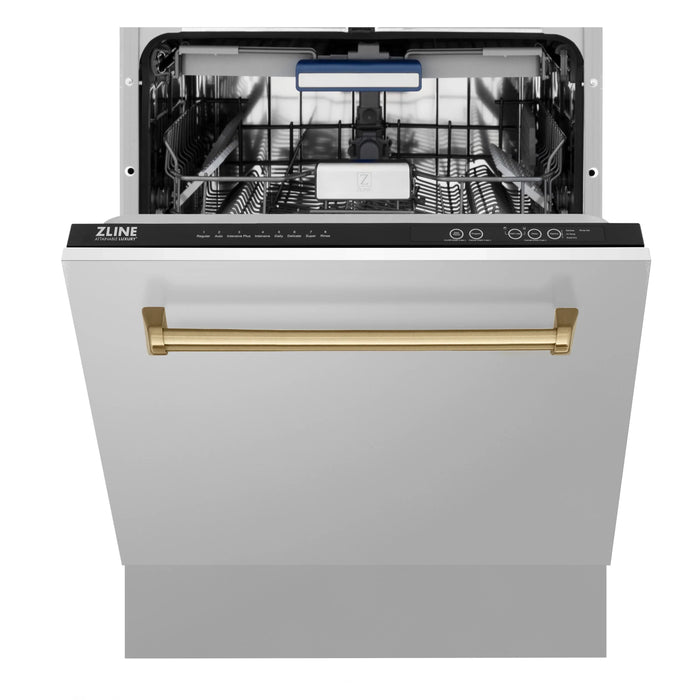 ZLINE Autograph Series 24 inch Tall Dishwasher in Stainless Steel with Champagne Bronze Handle (DWVZ-304-24-CB)