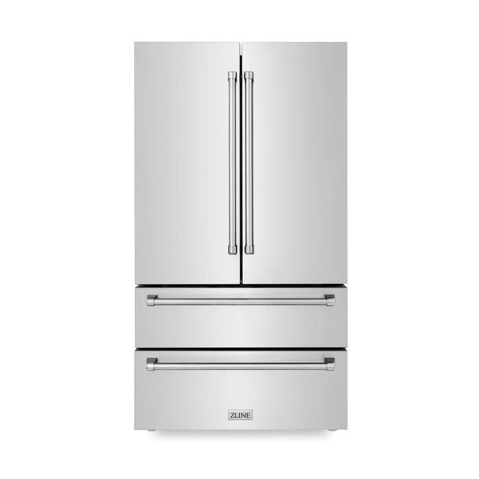 ZLINE 36" 22.5 cu. ft 4-Door French Door Refrigerator with Ice Maker in Fingerprint Resistant Stainless Steel (RFM-36)