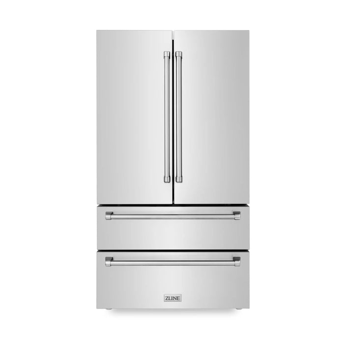 ZLINE Autograph Edition 36" 22.5 cu. ft. Counter-Depth French Door Refrigerator with Ice Maker in Stainless Steel with Modern / Traditional Handles Options