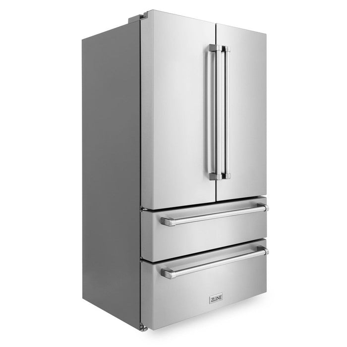 ZLINE 36" 22.5 cu. ft 4-Door French Door Refrigerator with Ice Maker in Fingerprint Resistant Stainless Steel (RFM-36)