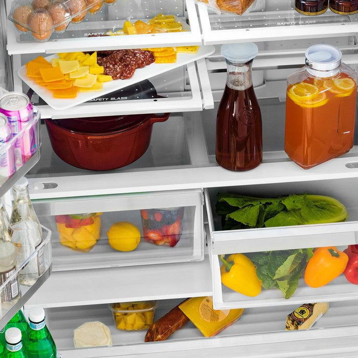ZLINE Autograph Edition 36" 22.5 cu. ft. Counter Depth French Door Refrigerator with Ice Maker in Black Stainless Steel and Modern/Traditional Handles