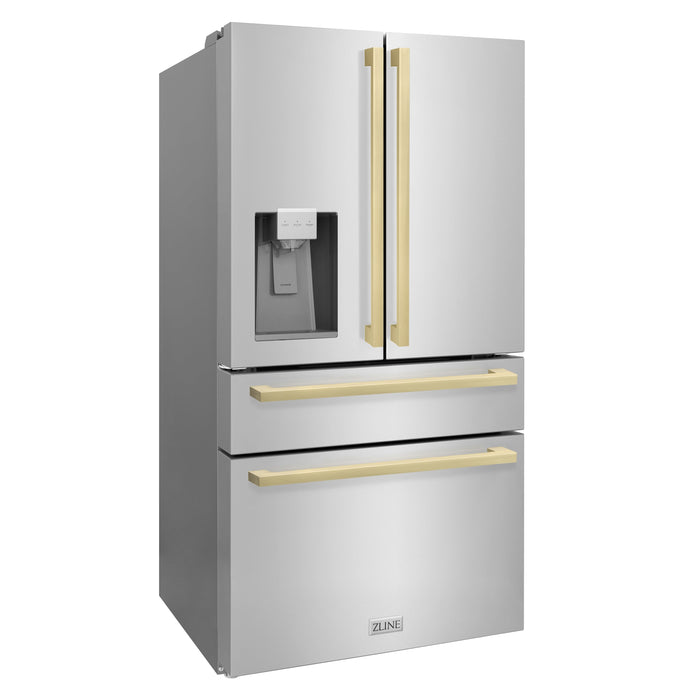 ZLINE Autograph Edition 36" 21.6 cu. ft. Counter Depth French Door Refrigerator with Water and Ice Dispenser in Stainless Steel with  Modern Handles